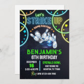 Bowling Party Uitnodiging jongens Strike Up Some F (Voorkant / Achterkant)