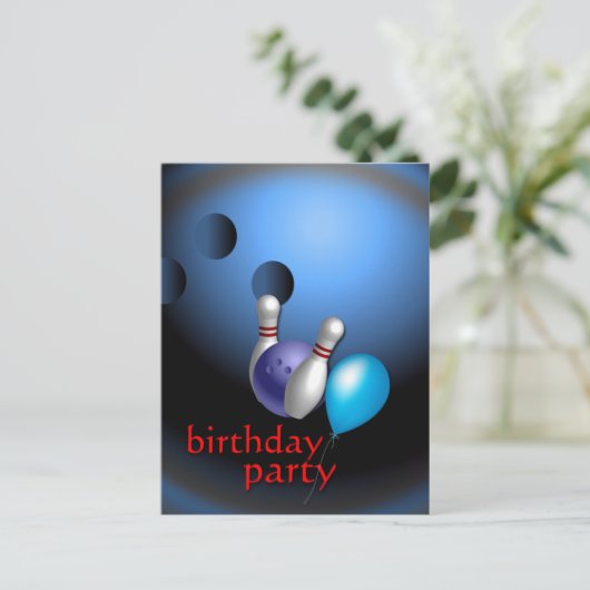 Bowling Party Uitnodigingen  (Staand voorkant)