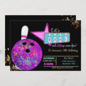 Bowling party, Verjaardag Neon gloed bowlen Kaart (Voorkant / Achterkant)