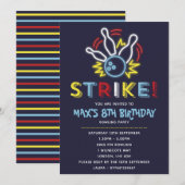 Bowling Party Verjaardag Uitnodigingen (Voorkant / Achterkant)