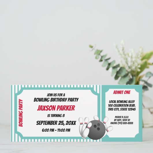 Bowling Party verjaardagskaart Kaart (Staand voorkant)