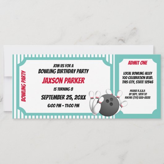 Bowling Party verjaardagskaart Kaart (Voorkant)