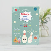 Bowling party verjaardagsuitnodiging kaart (Staand voorkant)