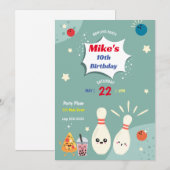 Bowling party verjaardagsuitnodiging kaart (Voorkant / Achterkant)