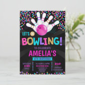 Bowling Party verjaardagsuitnodiging Kaart (Staand voorkant)