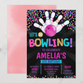 Bowling Party verjaardagsuitnodiging Kaart (Voorkant / Achterkant)