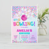 Bowling Party verjaardagsuitnodiging Kaart (Staand voorkant)
