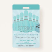 Bowling party, VIP Pass ,Invitation, meisje Bowl, Badge (Achterkant)