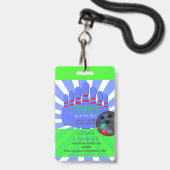 Bowling party, VIP Pass, Uitnodiging, jongens Bowl Badge (Achterkant met lanyard)