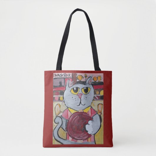 Bowling Pet Folk Art Fun Cute Sports Painting Tote Bag (Voorkant)
