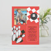 Bowling Photo Uitnodiging (Staand voorkant)