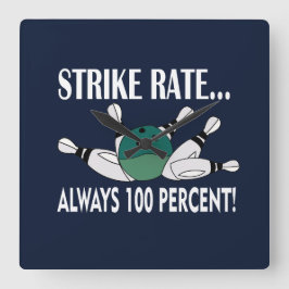 Bowling Pin Ball Strike Team Vierkante Klok