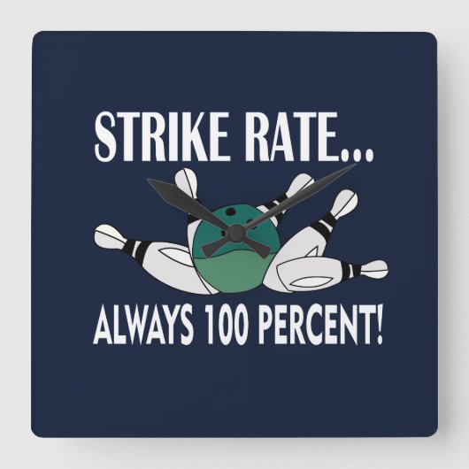 Bowling Pin Ball Strike Team Vierkante Klok (Voorkant)