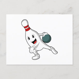 Bowling pin bij Bowling met Bowling ball Briefkaart