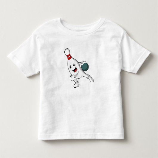 Bowling pin bij Bowling met Bowling ball Kinder Shirts (Voorkant)