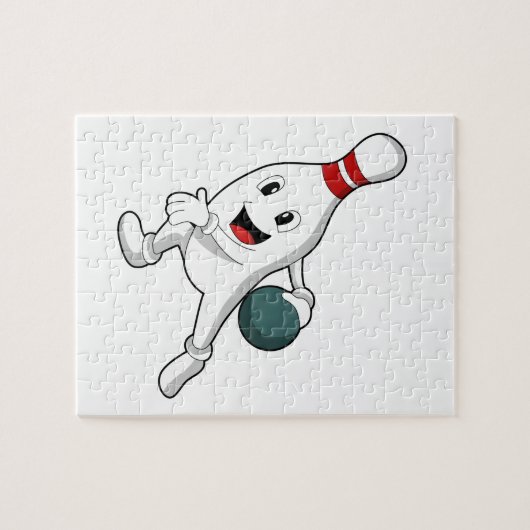 Bowling pin bij Bowling met Bowling ball Legpuzzel (Horizontaal)