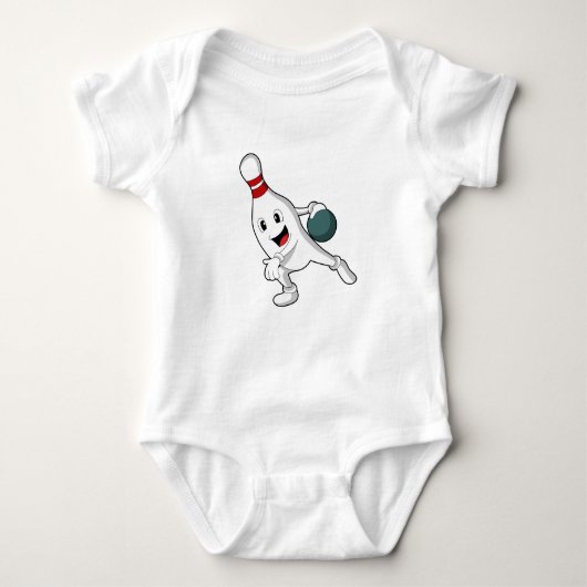 Bowling pin bij Bowling met Bowling ball Romper (Voorkant)