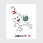 Bowling pin bij Bowling met Bowling ball Sticker (Vel)