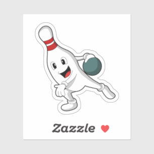 Bowling pin bij Bowling met Bowling ball Sticker