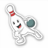 Bowling pin bij Bowling met Bowling ball Sticker (Voorkant)