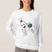 Bowling pin bij Bowling met Bowling ball T-shirt (Voorkant)