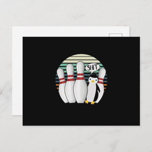Bowling Pin Bowler Strike Spin Spare Penguin Gift Briefkaart (Voorkant / Achterkant)