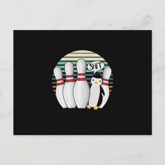 Bowling Pin Bowler Strike Spin Spare Penguin Gift Briefkaart (Voorkant)