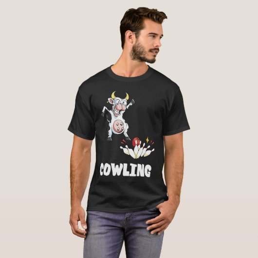 Bowling Pin Cow Funny Bowling Bowler Strike Bowlin T-shirt (Voorkant volledig)