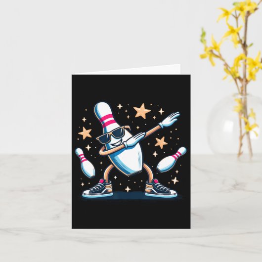 Bowling Pin Dabbing Sungles Bowler Player Kinder B Kaart (Gele Bloem)