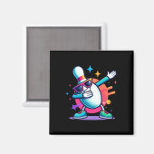 Bowling Pin Dabbing Sungles Bowler Player Kinder B Magneet (Voorkant / Achterkant)