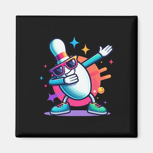 Bowling Pin Dabbing Sungles Bowler Player Kinder B Magneet (Voorkant)