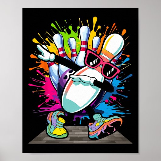 Bowling Pin Dabbing Sungles Bowler Player Kinder B Poster (Voorkant)