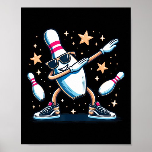 Bowling Pin Dabbing Sungles Bowler Player Kinder B Poster (Voorkant)