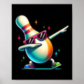 Bowling Pin Dabbing Sungles Bowler Player Kinder B Poster (Voorkant)
