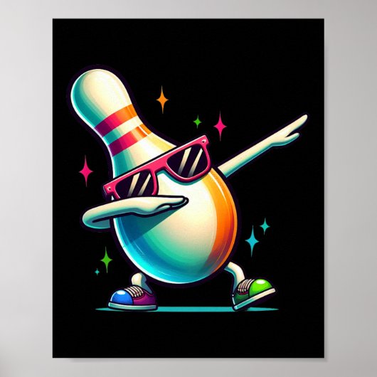 Bowling Pin Dabbing Sungles Bowler Player Kinder B Poster (Voorkant)