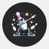 Bowling Pin Dabbing Sungles Bowler Player Kinder B Ronde Sticker (Voorkant)