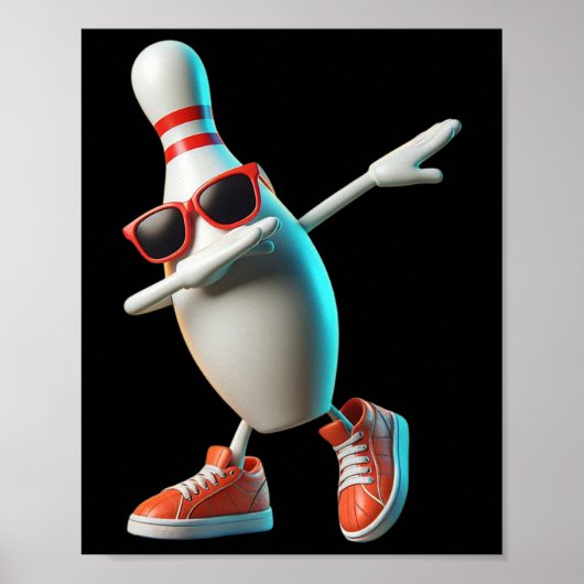 Bowling Pin Dabbing Sungles Bowler Player Kinder M Poster (Voorkant)