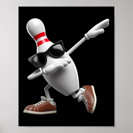 Bowling Pin Dabbing Sungles Bowler Player Kinder M Poster (Voorkant)