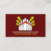 Bowling Pin Design, Ten-Pin Bowling Club Visitekaartje (Voorkant)