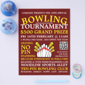 Bowling Pin Design, Ten-Pin Bowling Tournament Flyer (Enkel)