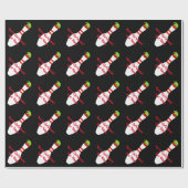 Bowling pin met elf pet gepersonaliseerde kerst cadeaupapier (Vlak)