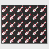 Bowling pin met kerstmuts op maat Kerstmis Cadeaupapier (Vlak)