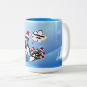 Bowling Pin Penguins Kerst Mok (Voorkant rechts)