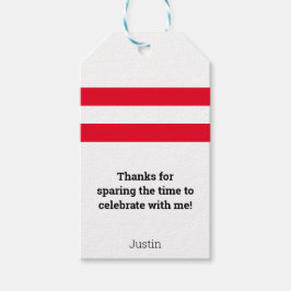 Bowling Pin Red Stripes w/ Aangepast bericht en na Cadeaulabel