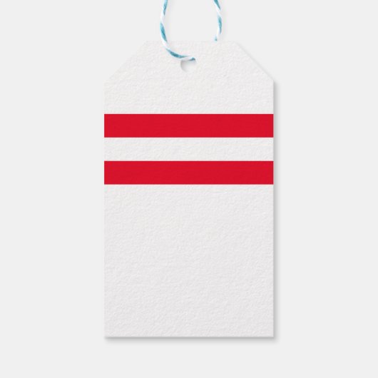 Bowling Pin Red Stripes w/ Aangepast bericht en na Cadeaulabel (Achterkant)