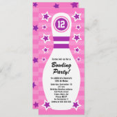 Bowling pin verjaardagsfeest uitnodiging met sterr (Voorkant / Achterkant)