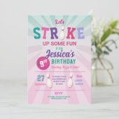 Bowling Pink Strike Fun Bowl Girls Birthday Kaart (Staand voorkant)