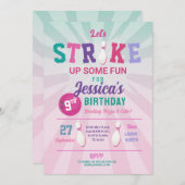 Bowling Pink Strike Fun Bowl Girls Birthday Kaart (Voorkant / Achterkant)