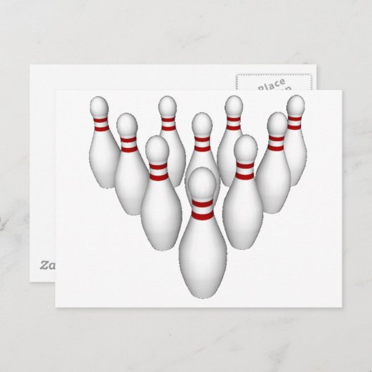 Bowling Pins: 3D-model: Briefkaart (Voorkant / Achterkant)