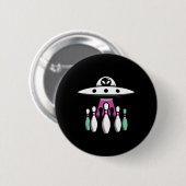 Bowling Pins Abduction Alien UFO - Funny Alien Inv Ronde Button 5,7 Cm (Voorkant /achterkant)